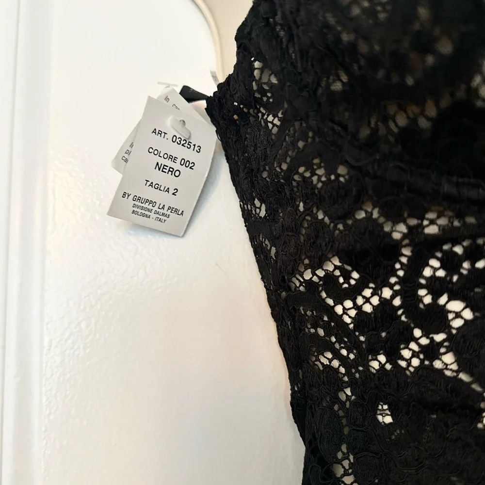 La Perla Documented collectors Black Lace Bodysuit with Fishnet Hosiery